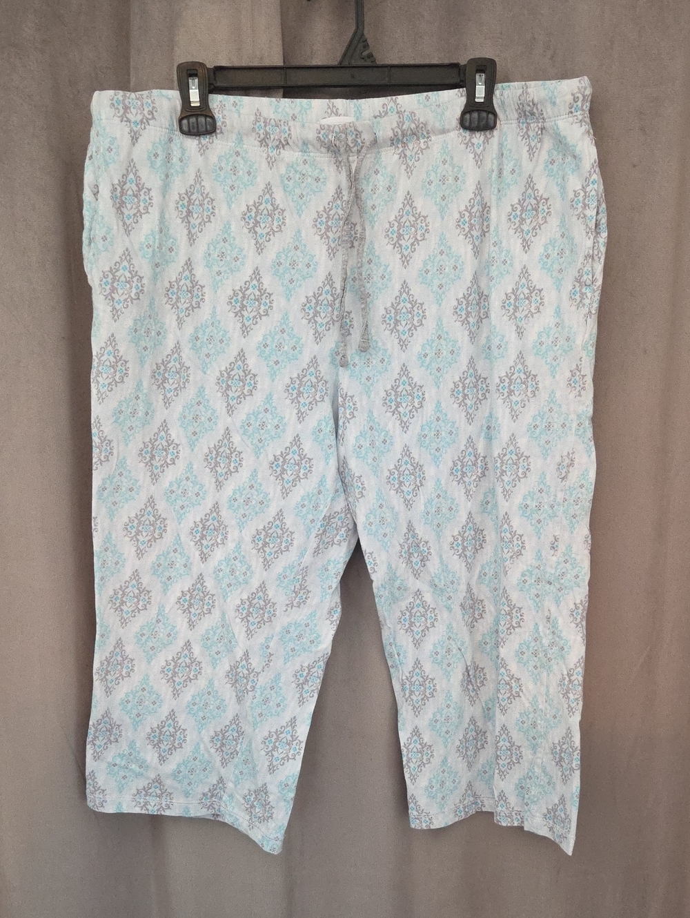 Carole Hochman Light Blue & White Patterned Pajama Capris XL